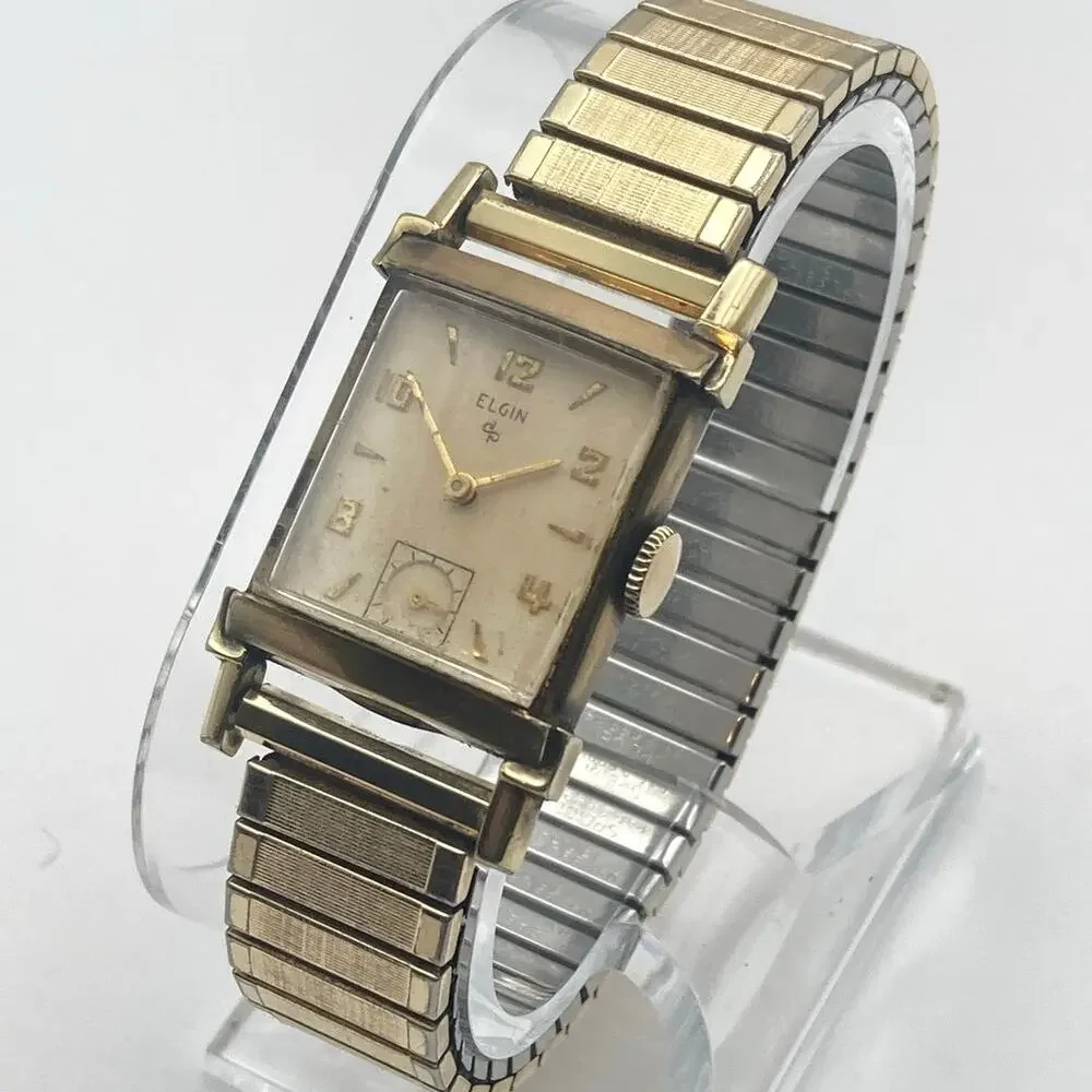 VTG 1950's Elgin Mechanical 10k RPG Bezel 17j Watch 22mm Expandable Works *Read*